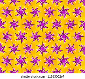 Colorful background with snowflakes in techno style. Spin illusion. Seamless pattern.