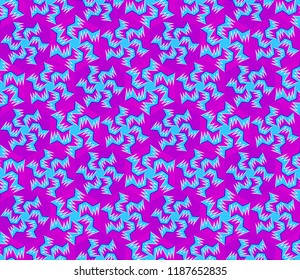 Colorful background with snowflakes in techno style. Spin illusion. Seamless pattern.