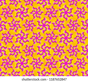 Colorful background with snowflakes in techno style. Spin illusion. Seamless pattern.