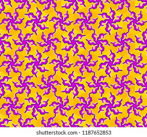 Colorful background with snowflakes in techno style. Spin illusion. Seamless pattern.