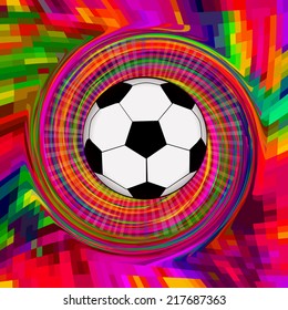 Colorful background and a soccer ball. Vector