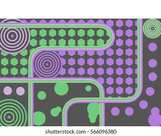 Colorful background with some hexagons and circles 