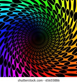 Colorful background with spectrum swirl. Vector illustration on black