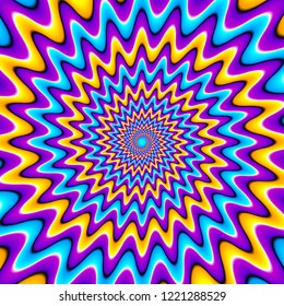 Colorful background with spirals. Motion illusion.