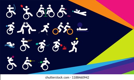 Colorful background for sport Of Disabled Athletes competition 2018. sport celebration game, suitable for flyer, brochure, banner design. vector illustration