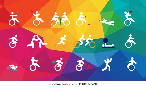 Colorful background for sport Of Disabled Athletes competition 2018. sport celebration game, suitable for flyer, brochure, banner design. vector illustration