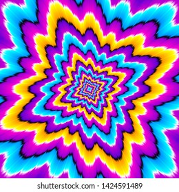 Colorful background with star. Motion illusion.