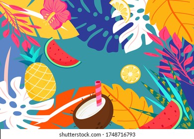 COLORFUL BACKGROUND, SUMMER, BLUE , LEAF DESIGN