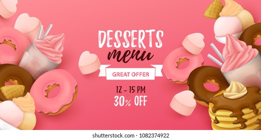 Colorful  background with sweets. Vector Illustration