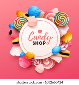 Colorful  background with sweets. Vector Illustration