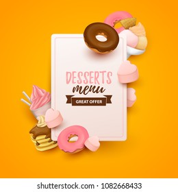 Colorful  background with sweets. Vector Illustration