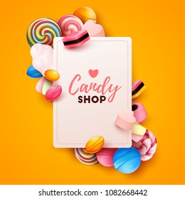Colorful  background with sweets. Vector Illustration