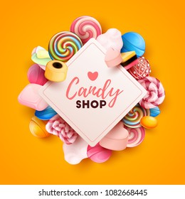 Colorful  background with sweets. Vector Illustration