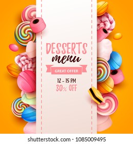 Colorful  background with sweets. Vector Illustration