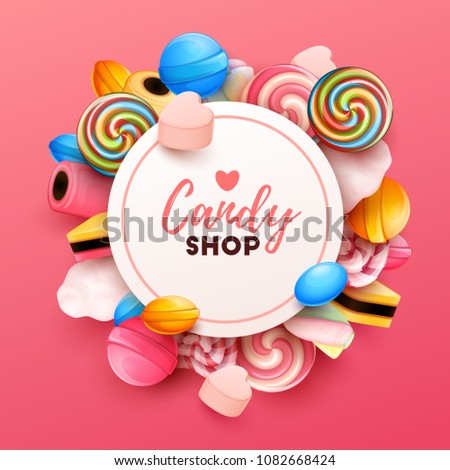 Colorful  background with sweets. Vector Illustration