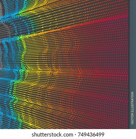Fondo colorido en el estilo tecnológico. 3d diseño de red con partícula. Ilustración del vector abstracto. 