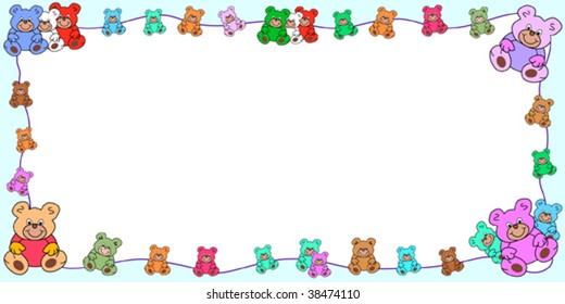 colorful background with teddies in landscape format