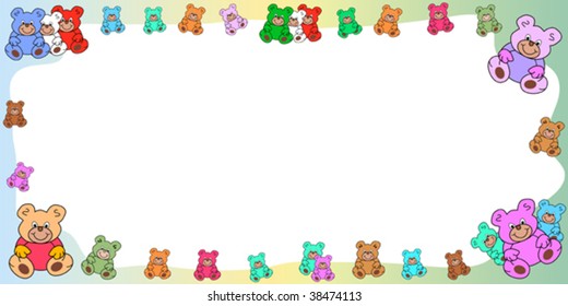 colorful background with teddies in landscape format