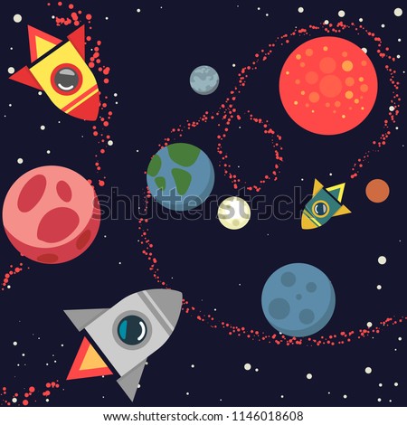 colorful background template planets space stars stock vector