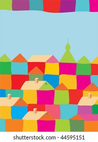 colorful background with town
