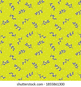 Colorful background with tree branches and dots. Vector seamless pattern.