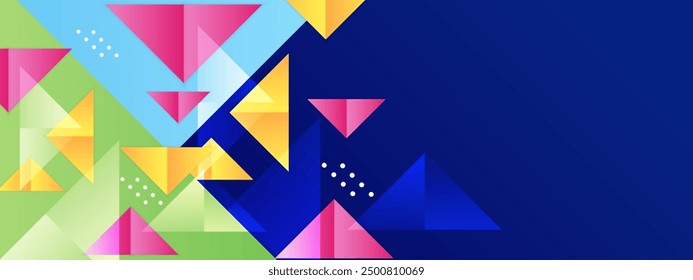 Fondo colorido con Elementos de la decoración de las Formas del triángulo para el diseño de la presentación, Anuncio ancho