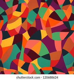 Colorful background with triangles and different shapes looks like mosaic.