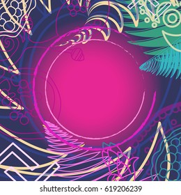 Colorful background with tropical elements