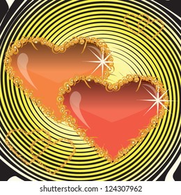 Colorful background with two hearts for Valentines Day