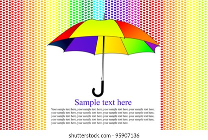 colorful background with umbrella in the heart rain, vector