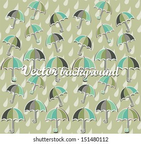 Colorful background with umbrellas, vector illustration