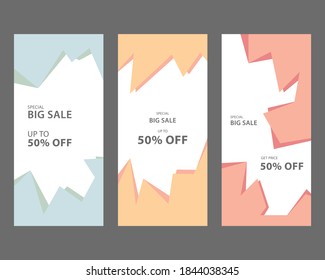 Colorful background vertical web banner abstract flat design for promotional sale business, Vector