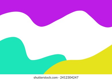 a colorful background with waves and a white and yellow design