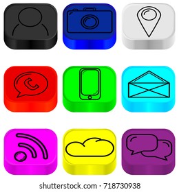 Colorful background with web icons.