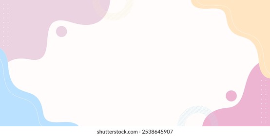 A colorful background with a white border. The background is made up of circles and lines. The background is a mix of pink, blue, and yellow