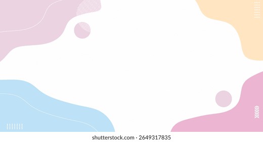 Um fundo colorido com uma borda branca. O plano de fundo é composto de círculos e linhas. O fundo é uma mistura de rosa, azul e amarelo