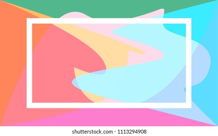 Colorful background with white frame. Geometry. Idea for flyers, posters, covers. Vector illustration