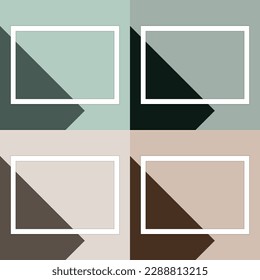 Colorful background and white frames. Geometric abstract frames vector. Blue, pink, yellow, green, red, purple, orange, brown colors background.