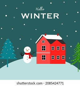 Colorful background with winter landscape, abstract, illustration, vector.