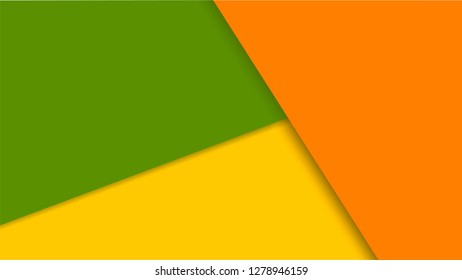 Colorful Background. Yellow, orange, grean with shadows. Material design