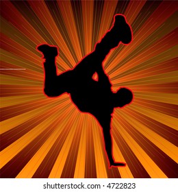 colorful background with a youthful person doing and activity on top