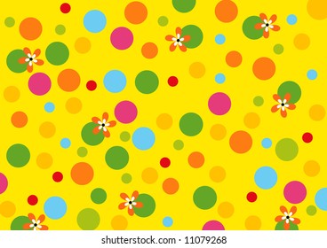 Colorful backgrounds with flowers and points.