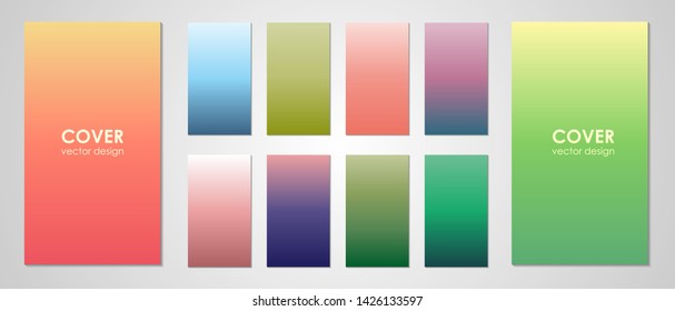 Colorful backgrounds in trendy colors. Soft color abstract gradients. Modern screen vector design for mobile app. Vector illustration.