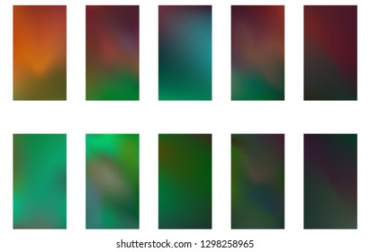 Colorful backgrounds in trendy green and blue colors. Modern screen vector design for mobile app. Soft natural color abstract gradients. 