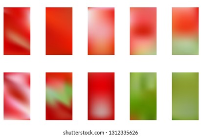 Colorful backgrounds in trendy red and green neon colors. Modern screen vector design for mobile app. Soft natural color abstract gradients. 