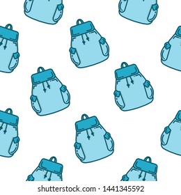 Colorful backpack seamless pattern. Cute bag seamless pattern