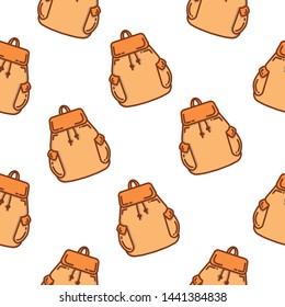 Colorful backpack seamless pattern. Cute bag seamless vector pattern
