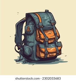 A colorful backpack with a strap and a pocket on the front.