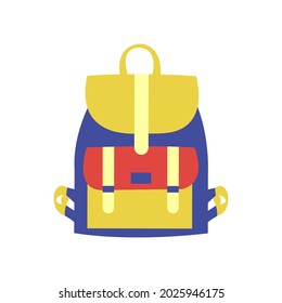 Colorful backpack vector illustration. School education equipment