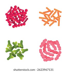 Colorful bacteria icons set cartoon vector. Various bacteria, virus and protozoa. Biological microorganism, microbiota
